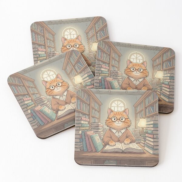 Item preview, The Literary Feline: Retro Librarian Cat designed and sold by VisualRotaStudio .