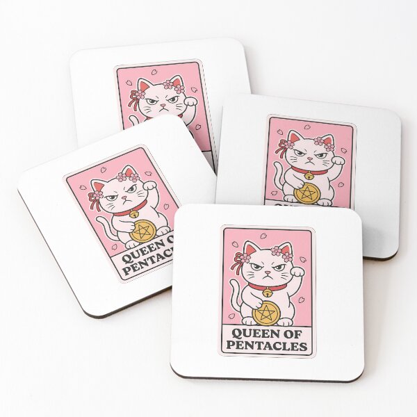Item preview, Kawaii Queen of Pentacles Lucky Cat Mascot for Tarot Readers designed and sold by chattsuede.