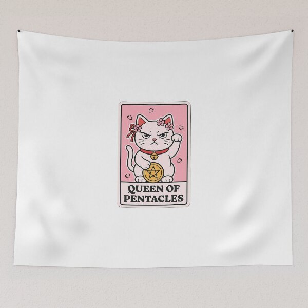 Item preview, Kawaii Queen of Pentacles Lucky Cat Mascot for Tarot Readers designed and sold by chattsuede.