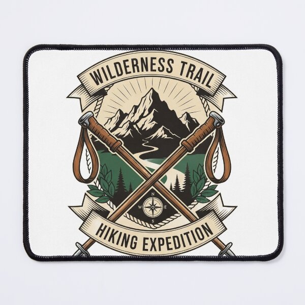 Item preview, Vintage style hiking expedition logo with mountains and trees designed and sold by VerizalShop.