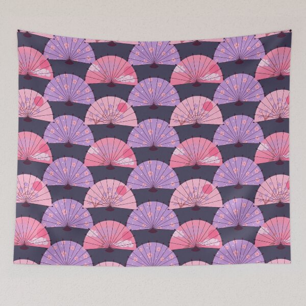 Item preview, Pink and purple Japanese fans designed and sold by Home Cyn Home.