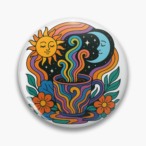 Item preview, Psychedelic Sun Moon Coffee Art designed and sold by chromatalove.