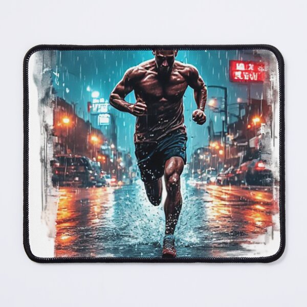 Item preview, Muscle Man Running City Rain Race designed and sold by newvisionart191.
