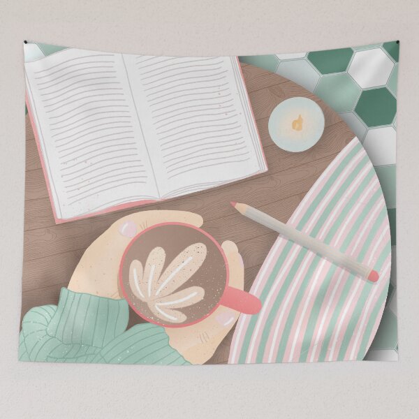 Item preview, Cozy winter cafe flatlay designed and sold by Home Cyn Home.