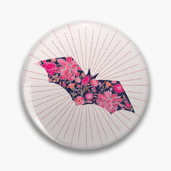 Item preview, Pink vintage floral bat silhouette designed and sold by Home Cyn Home.
