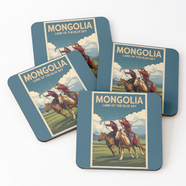 Item preview, Mongolia Horsemen Illustration Travel Art Vintage designed and sold by KrisSidDesigns.