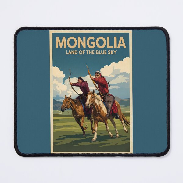 Item preview, Mongolia Horsemen Illustration Travel Art Vintage designed and sold by KrisSidDesigns.