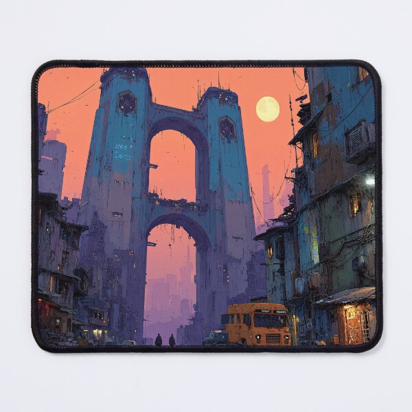 Item preview, Cyberpunk Slum Megastructure | Gritty Urban Gateway Sunset Illustration designed and sold by MetroEnvision.