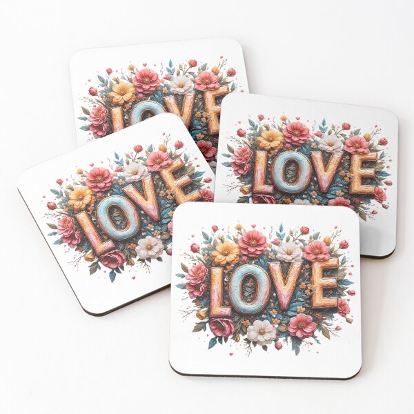 Item preview, Pastel Floral Love Typography Art designed and sold by newvisionart191.