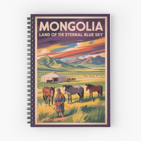 Aperçu de l'œuvre Mongolie Chevaux Yourte Illustration Art de voyage vintage créée et vendue par KrisSidDesigns.