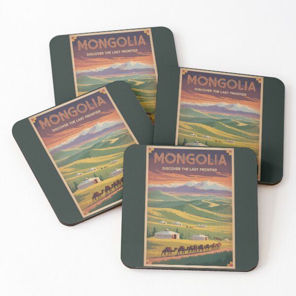 Item preview, Mongolia Camels Yurt Illustration Travel Art Vintage designed and sold by KrisSidDesigns.