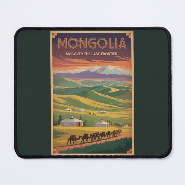 Item preview, Mongolia Camels Yurt Illustration Travel Art Vintage designed and sold by KrisSidDesigns.