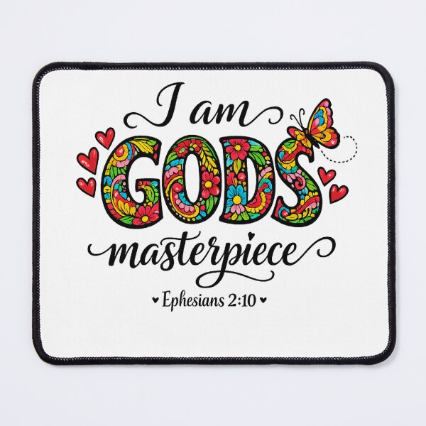 Item preview, I Am God’s Masterpiece – Ephesians 2:10 Inspirational Christian Typography designed and sold by TEEVOLT8.