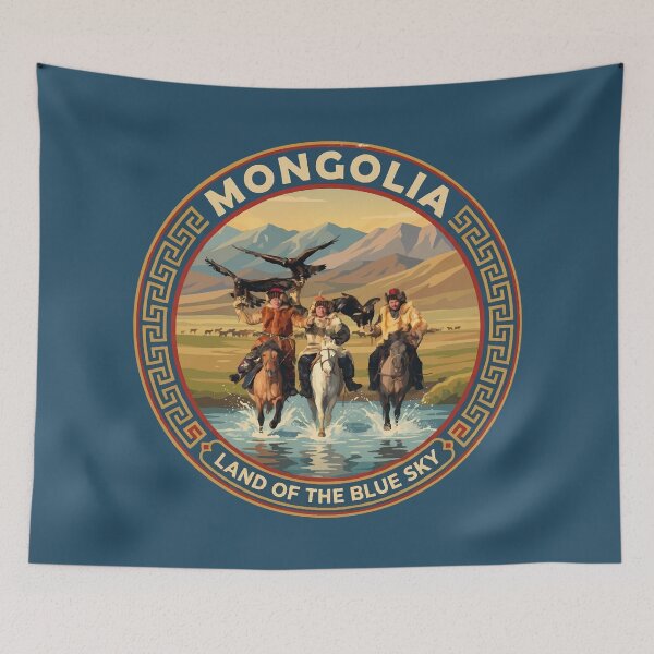 Item preview, Mongolia Illustration Travel Art Badge designed and sold by KrisSidDesigns.