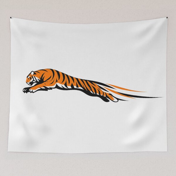 Item preview, Leaping Tiger in Motion – Minimalist Orange and Black Digital Art designed and sold by optimusprime39.