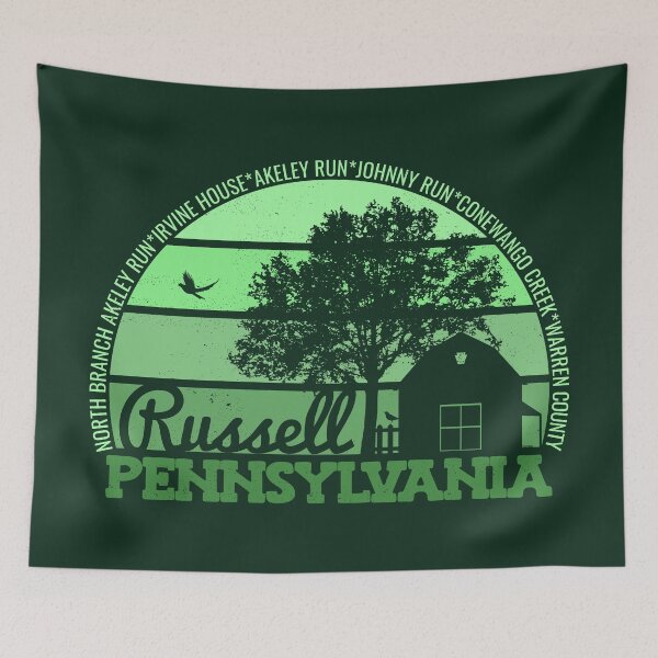 Item preview, Russell Pennsylvania Sunset Retro Vintage Local Pride Logo designed and sold by CRHPOD20.