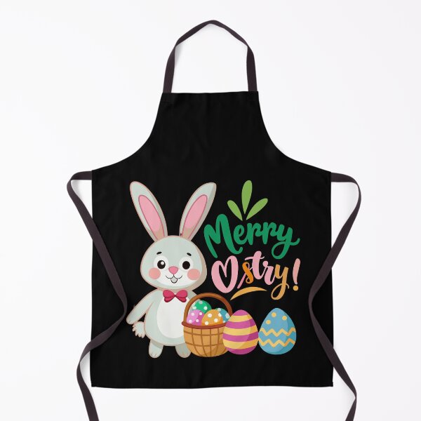 Item preview, Cute Easter bunny with bow tie standing next to a basket of colorful decorated eggs. designed and sold by Jirada.