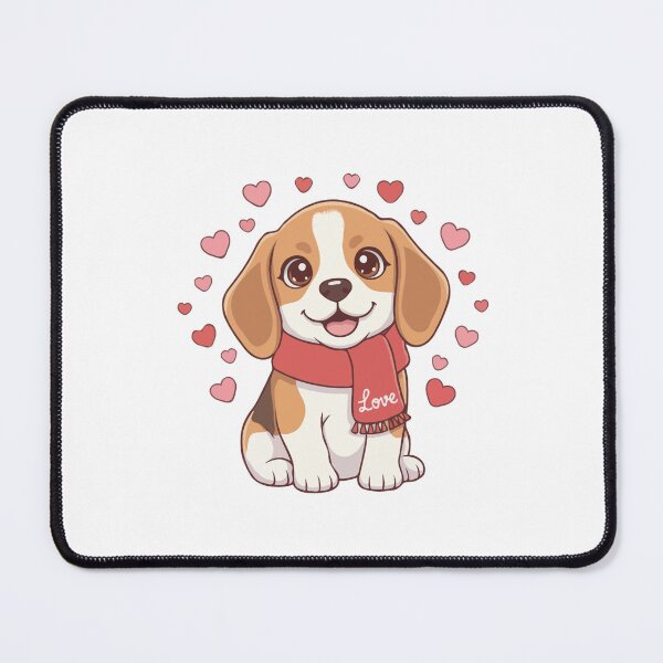 Item preview, Cute Valentine Puppy with Love Scarf – Beagle Illustration designed and sold by The Real Life Symphony.