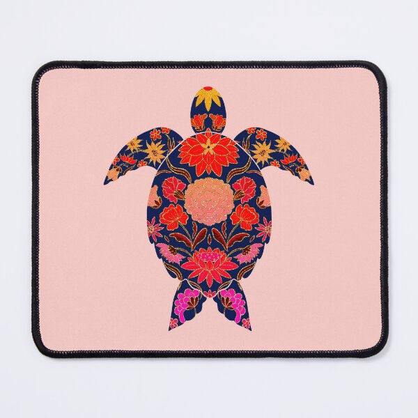 Item preview, Fiery floral sea turtle designed and sold by Home Cyn Home.