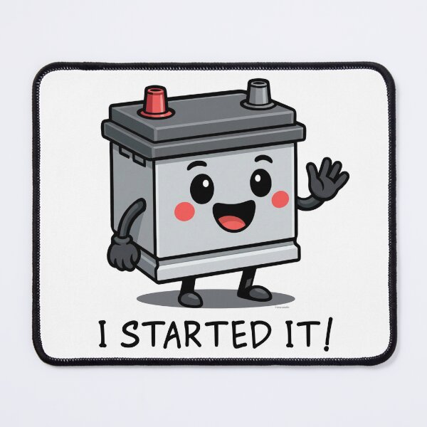 Item preview, I Started It! – Cartoon Car Battery Design designed and sold by Automotive Art by Greg.