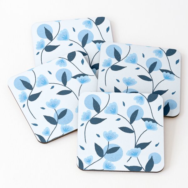 Item preview, Blue retro flowers designed and sold by Home Cyn Home.