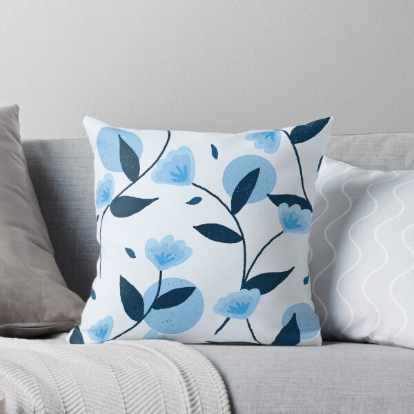 Item preview, Blue retro flowers designed and sold by Home Cyn Home.