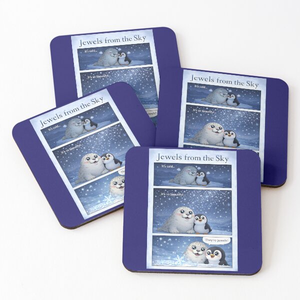 Item preview, Pip and Sam Jewels from the Sky - Cute Penguin and Seal Snowflakes Comic Strip Winter Wonder Heartwarming Illustration designed and sold by SammyMorry.