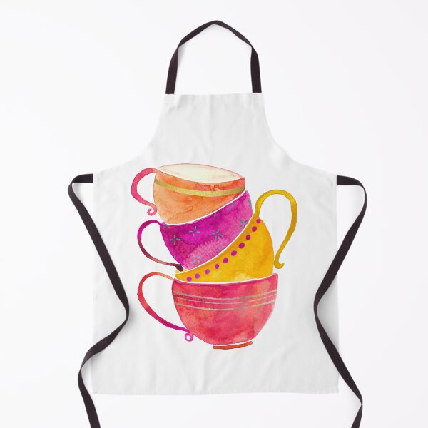 Item preview, Pink. orange and yellow stacked tea cups designed and sold by Home Cyn Home.
