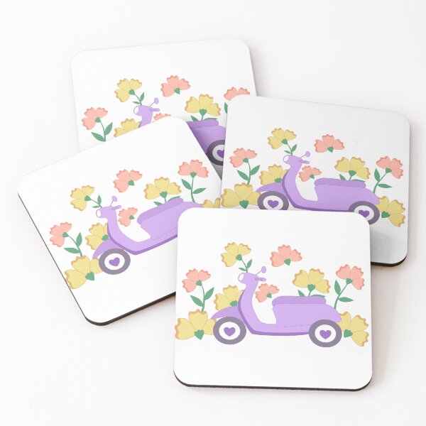 Item preview, Purple Retro Scooter with Floral Bloom designed and sold by SulariTDsign.