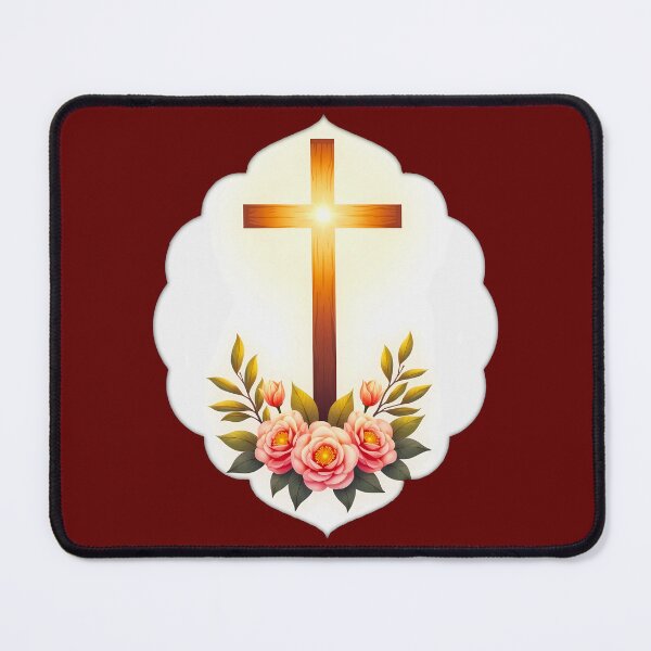 Item preview, Christian Easter Cross with Flowers – Faith Art designed and sold by Topoartispp.