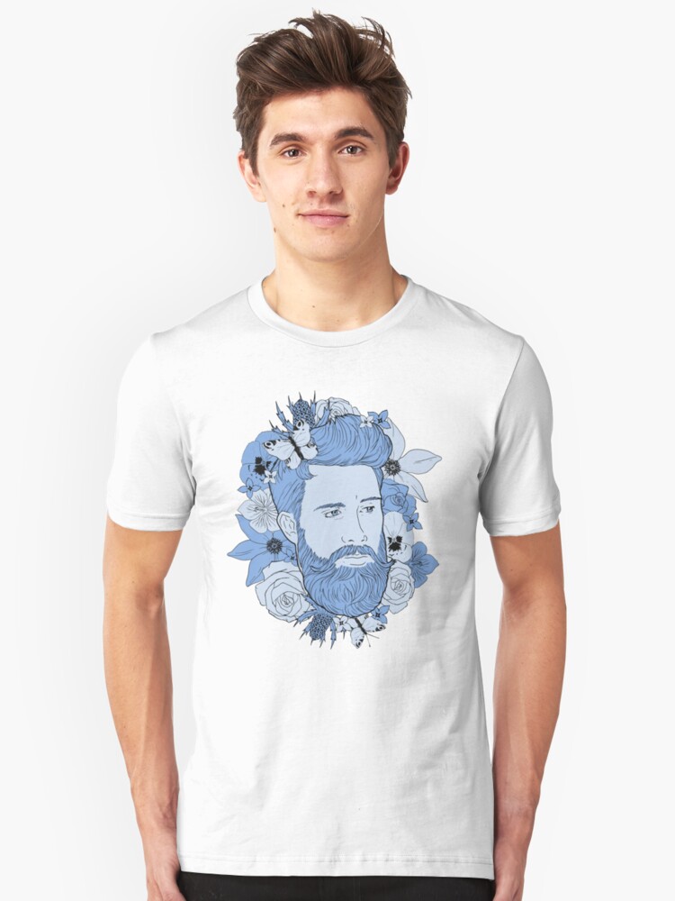 Alternate view of Feeling blue... floral bear Slim Fit T-Shirt