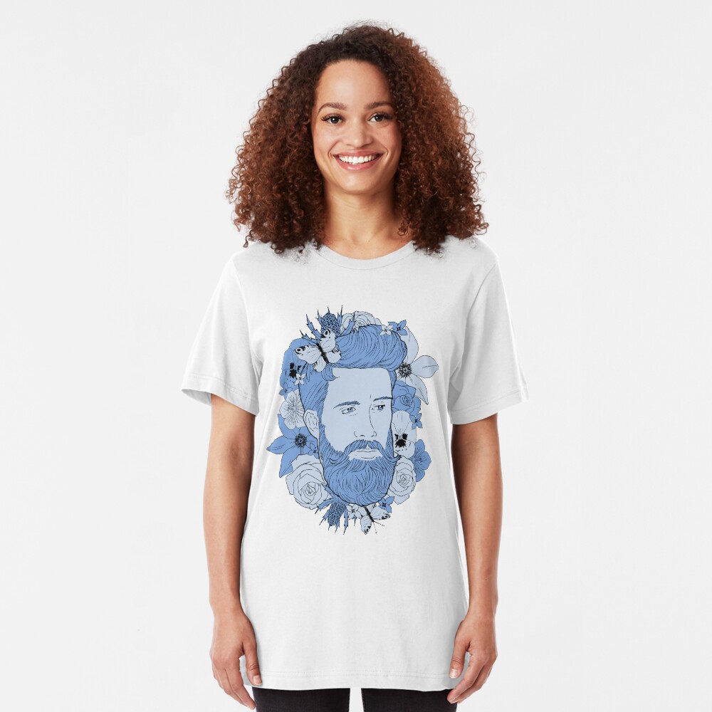 Feeling blue... floral bear Slim Fit T-Shirt