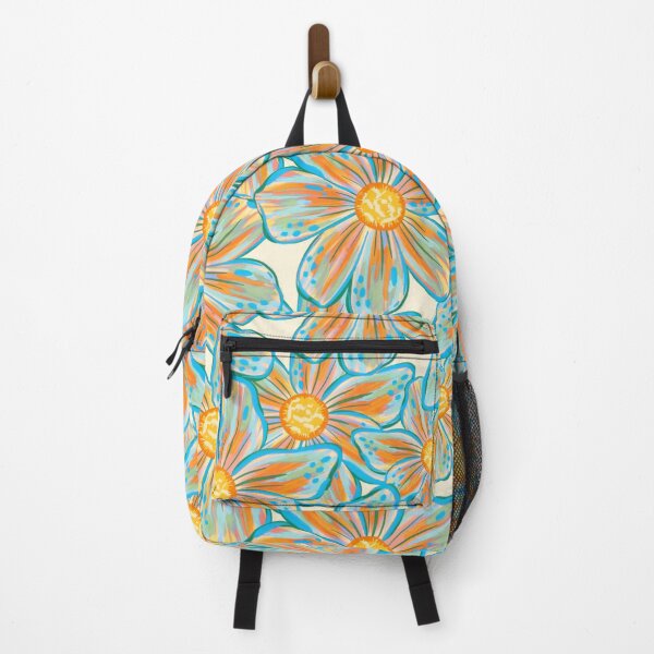 Item preview, Bright Maximalist Florals Multicolored Teal Blue Yellow Orange on Cream designed and sold by thecolorbirdie.