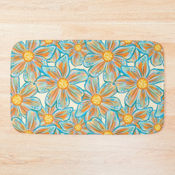 Item preview, Bright Maximalist Florals Multicolored Teal Blue Yellow Orange on Cream designed and sold by thecolorbirdie.