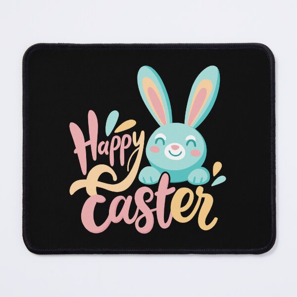 Item preview, Cute blue Easter bunny smiling with creative pastel Happy Easter hand-drawn lettering. designed and sold by Jirada.