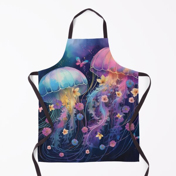 Item preview, Floral watercolor jellyfish Botanical fantasy butterflies pastel colors painting  designed and sold by navitalidesign.
