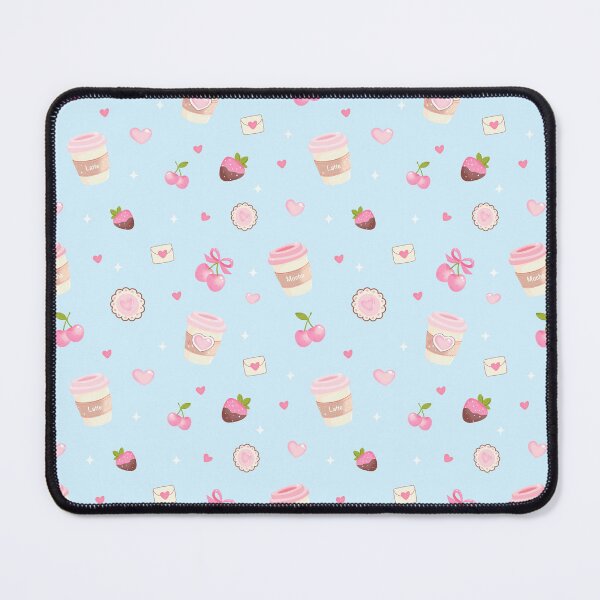 Item preview, Coffee Is My Valentine Cute Pink Seamless Pattern blue designed and sold by Sunnyneststudio.