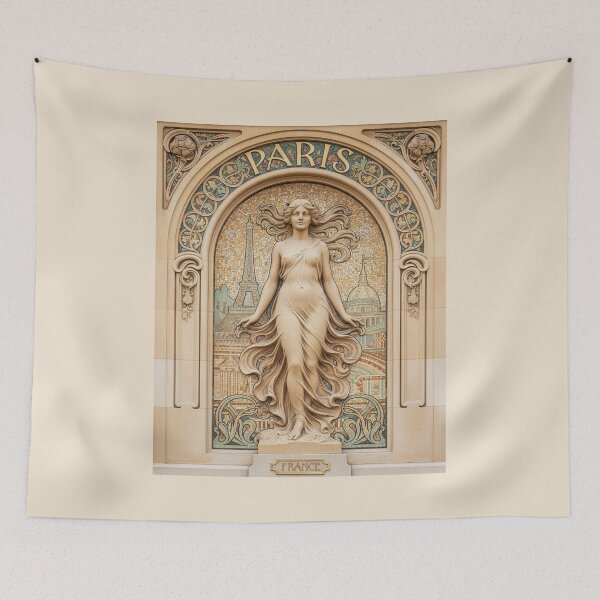 Item preview, Paris Art Nouveau Muse - Vintage French Mosaic Travel Poster designed and sold by FrancophileFun.