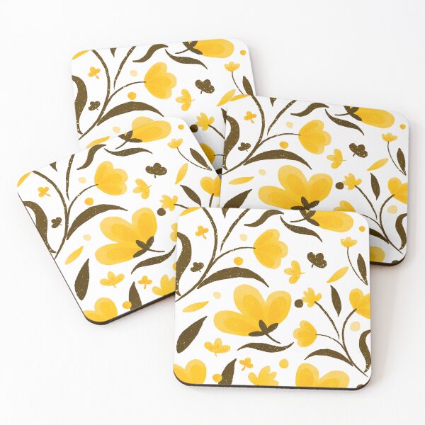 Item preview, Yellow and brown floral pattern designed and sold by Home Cyn Home.