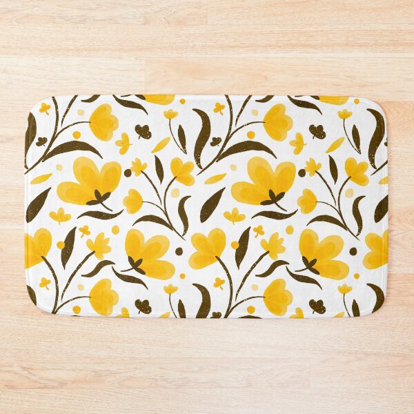 Item preview, Yellow and brown floral pattern designed and sold by Home Cyn Home.