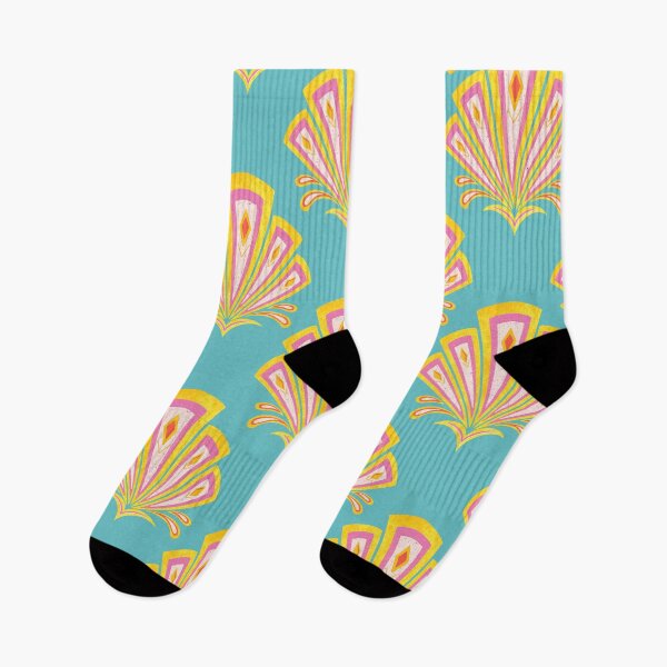 Item preview, Yellow and turquoise Art Deco damask motif designed and sold by Home Cyn Home.