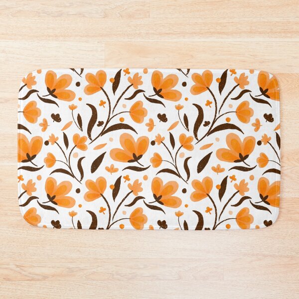 Item preview, Orange floral pattern designed and sold by Home Cyn Home.