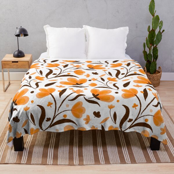 Item preview, Orange floral pattern designed and sold by Home Cyn Home.
