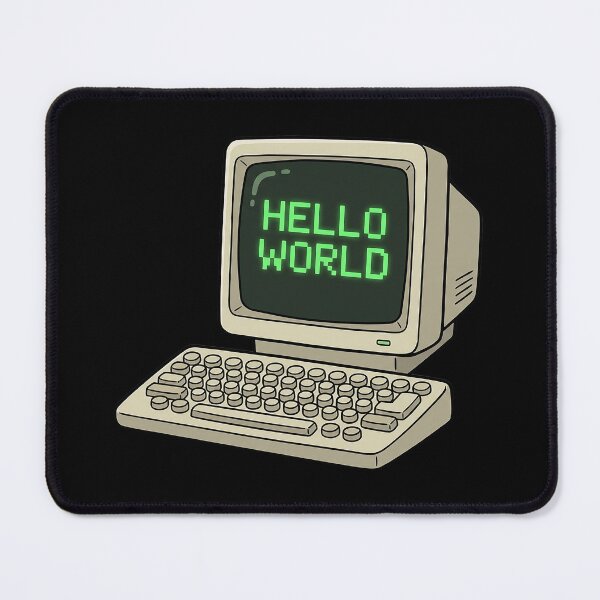 Artikelvorschau, Retro-Desktop-Computer – Hello World Vintage-Computerkunst entworfen und verkauft von I Am Skye With An E.