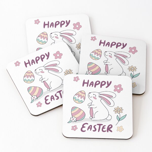 Item preview, Cute Easter Bunny with Patterned Eggs and Spring Flowers Illustration designed and sold by Jirada.