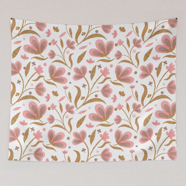 Item preview, Pink and copper spring floral pattern designed and sold by Home Cyn Home.