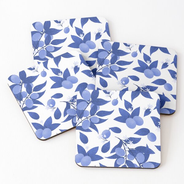 Item preview, Indigo berries pattern designed and sold by Home Cyn Home.