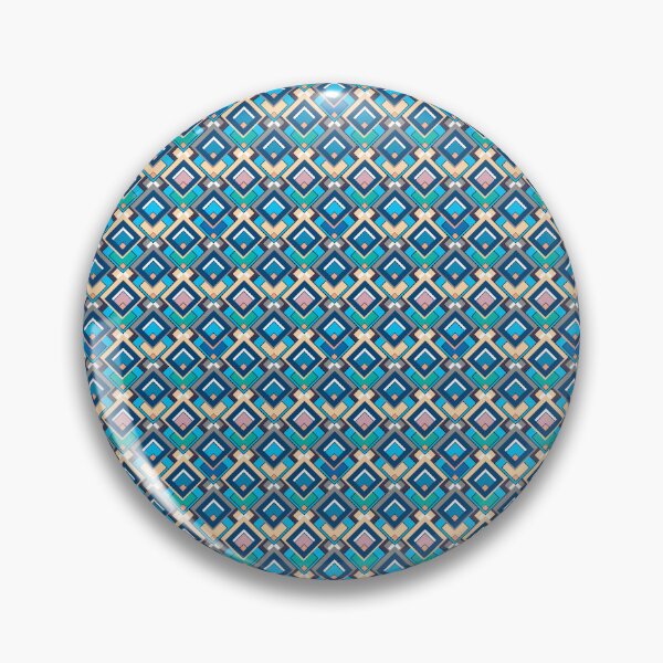 Item preview, geometric pattern small multicoloredblue beige brown  designed and sold by fuzzyfox.
