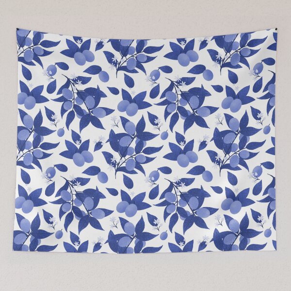 Item preview, Indigo berries pattern designed and sold by Home Cyn Home.
