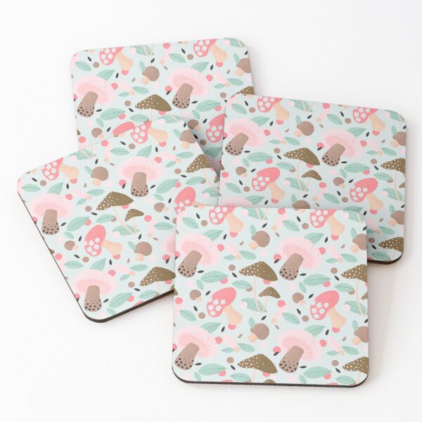 Item preview, Mint and pink mushrooms designed and sold by Home Cyn Home.